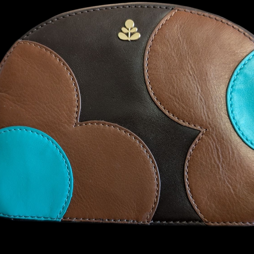 Orla Kiely Brown and Blue Crossbody Bag with Geometric Design